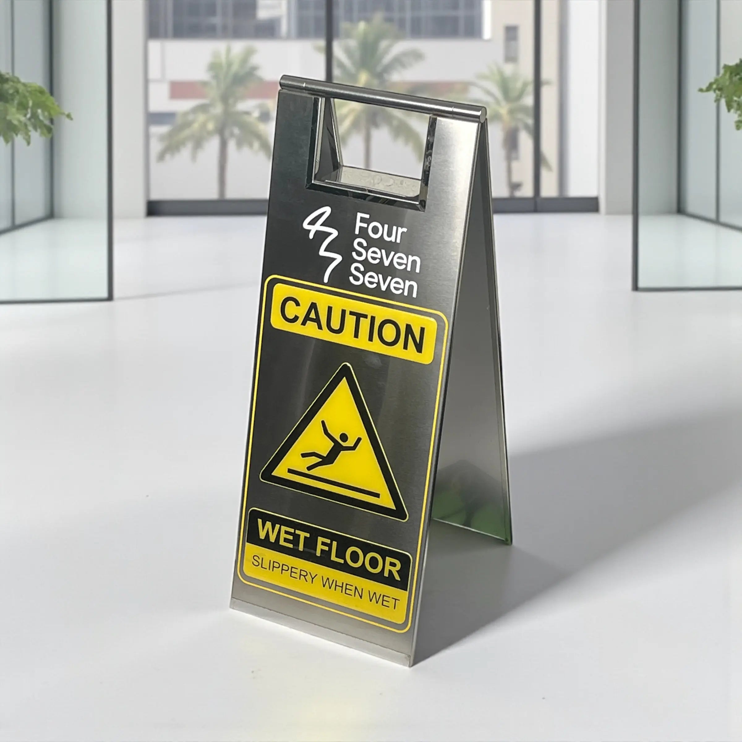 stainless steel wet floor signs
