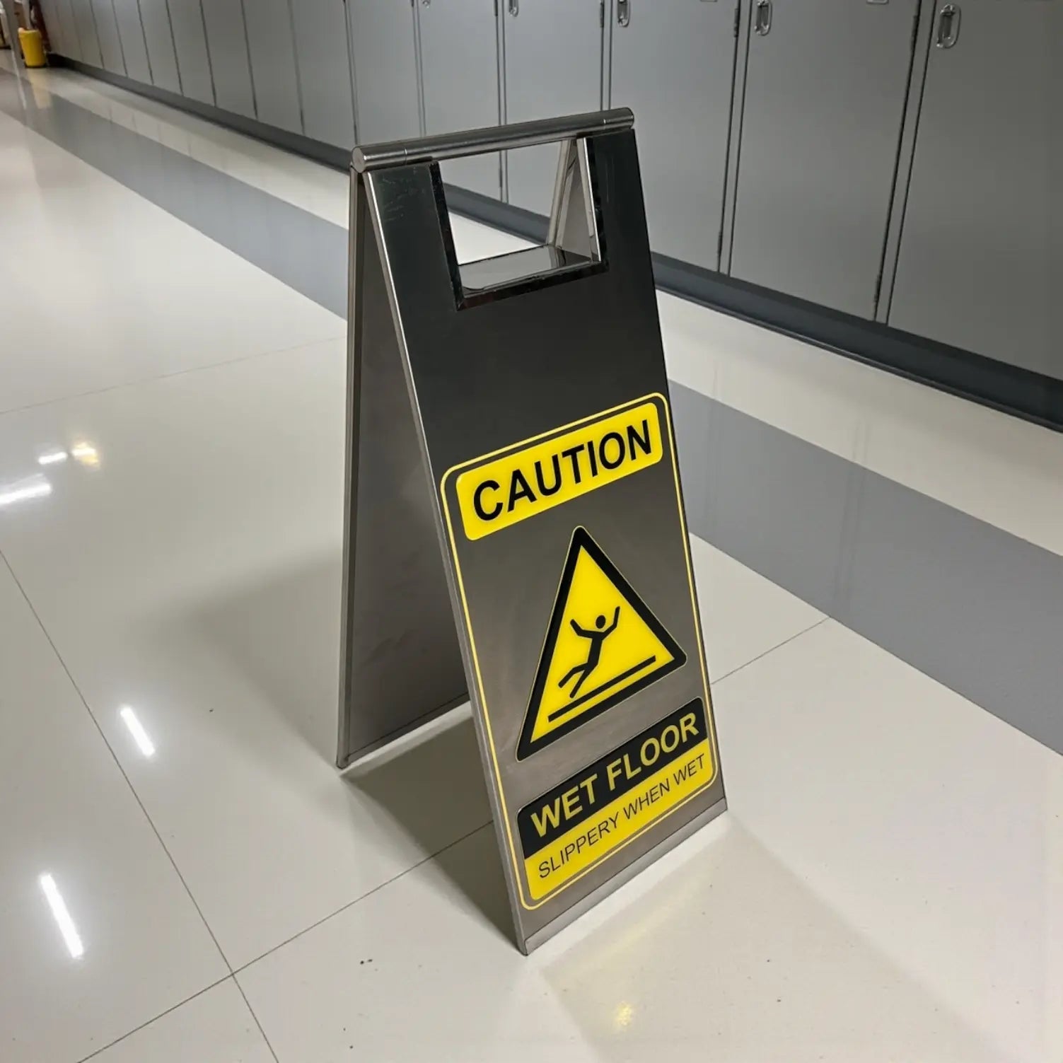 stainless steel wet floor signs