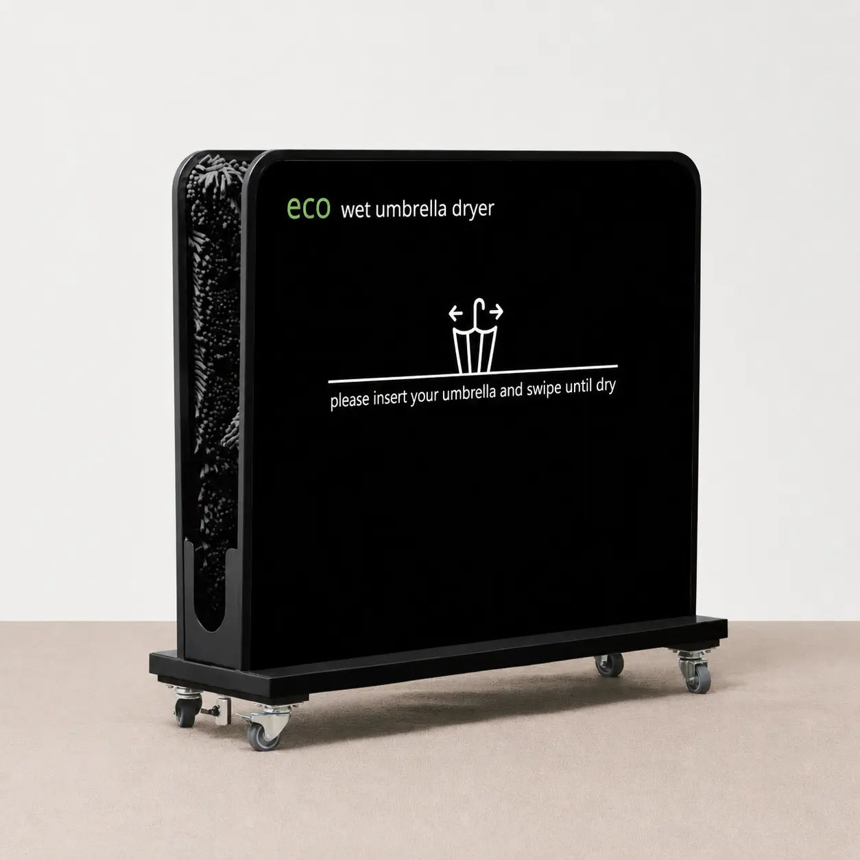 Eco Wet Umbrella Dryer Premium in black, angled product view
