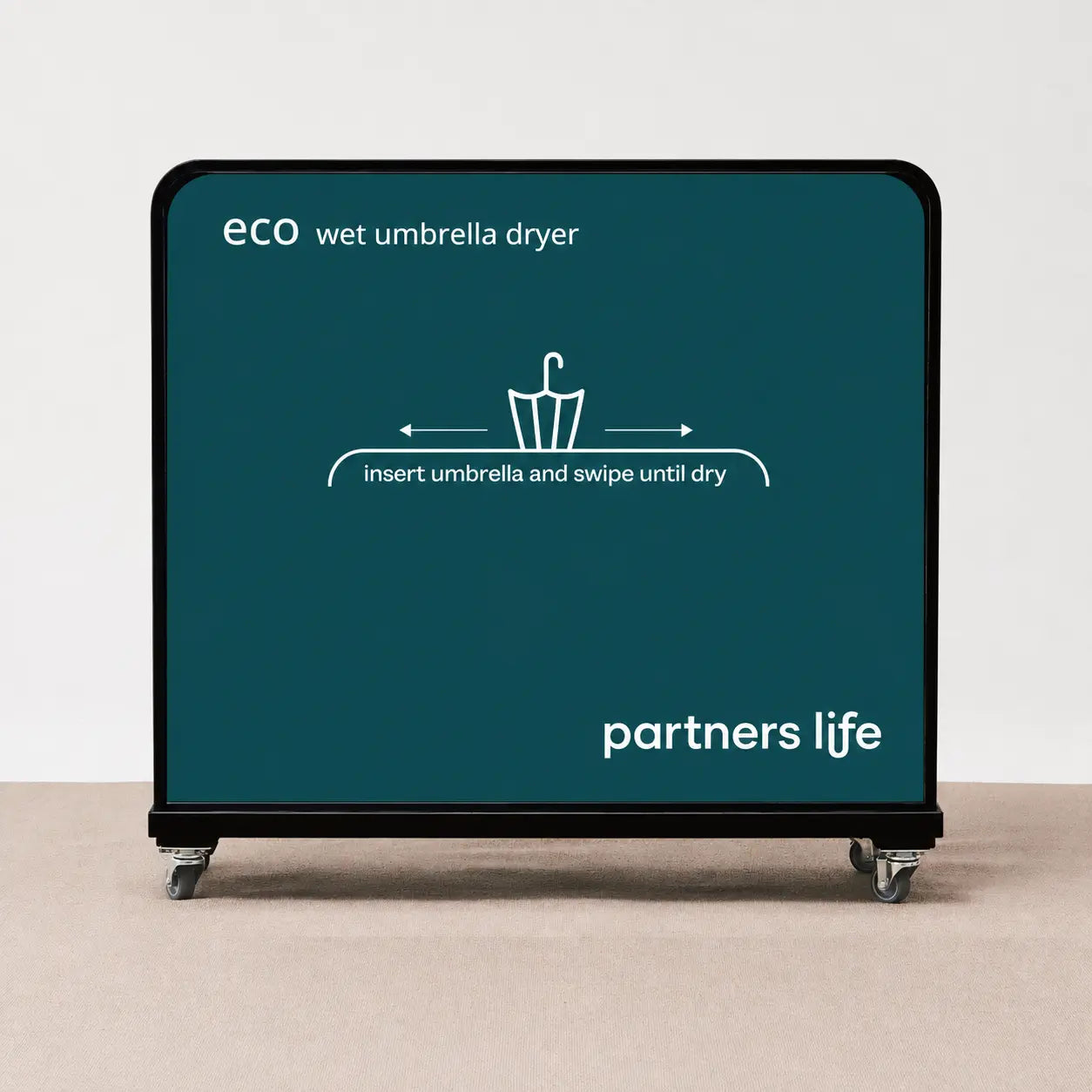 Eco Wet Umbrella Dryer Premium with Partners Life custom branding