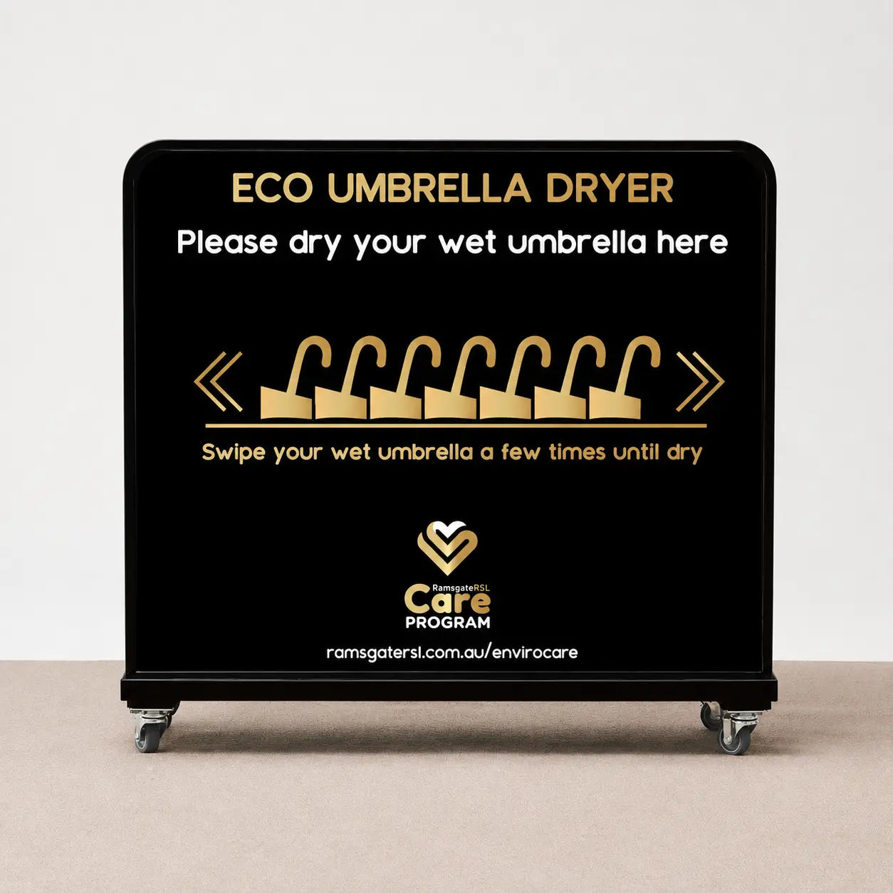 Eco Wet Umbrella Dryer Premium with Ramsgate RSL custom branding