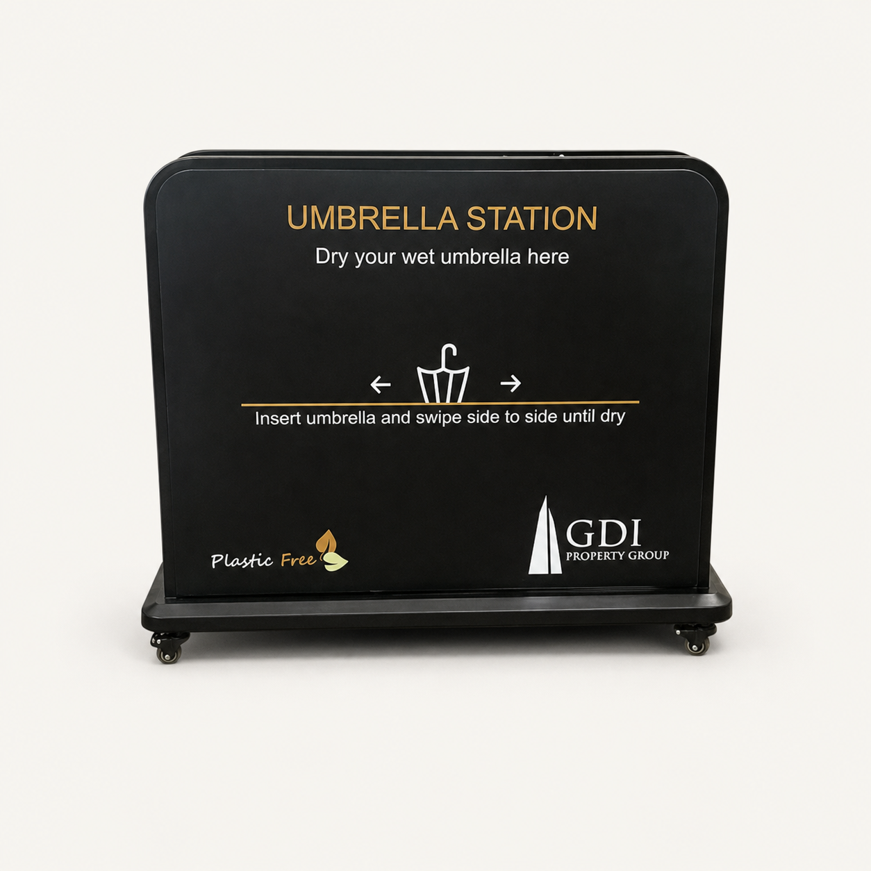 Eco Wet Umbrella Dryer Slimline Full Size installed at a commercial entrance